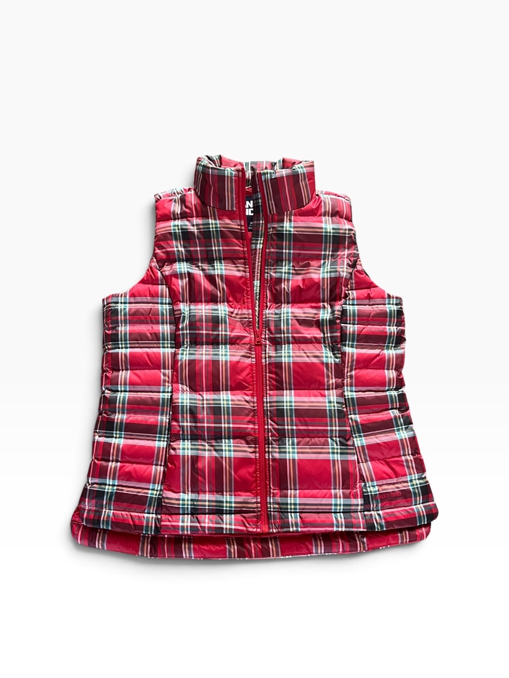 Lands’ End Rich Red Plaid Down Puffer Vest Size M